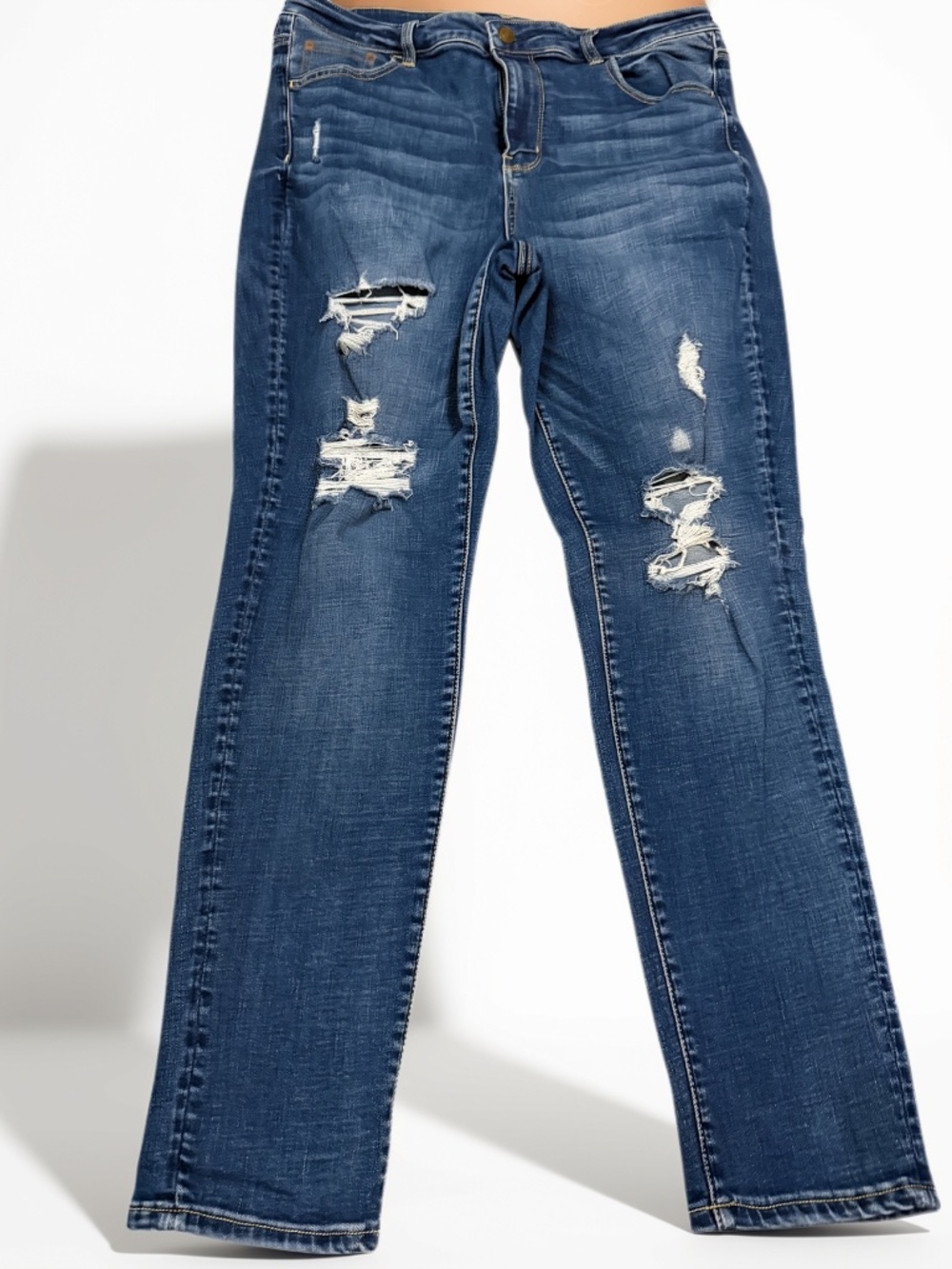 American Eagle Size 16 Super Stretch Distressed Skinny Jeans Medium Wash